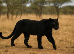 A photo black leopard in Kenya Laikipia
