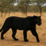 A photo black leopard in Kenya Laikipia