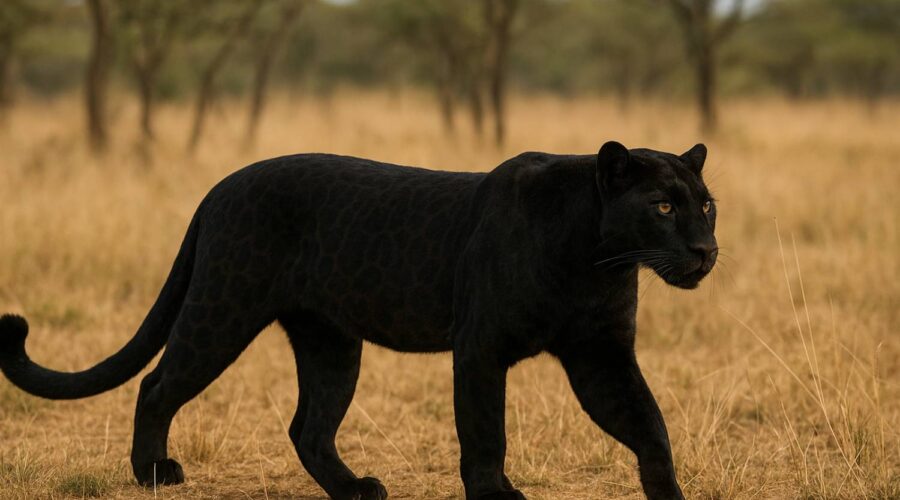 A photo black leopard in Kenya Laikipia